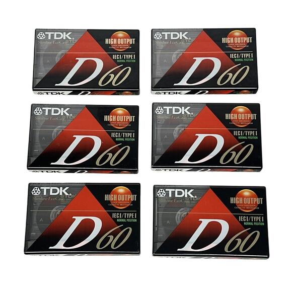 TDK D60 High Output IEC1/Type 1 Cassette Tapes Lot of 6 New Sealed - Picture 1 of 3